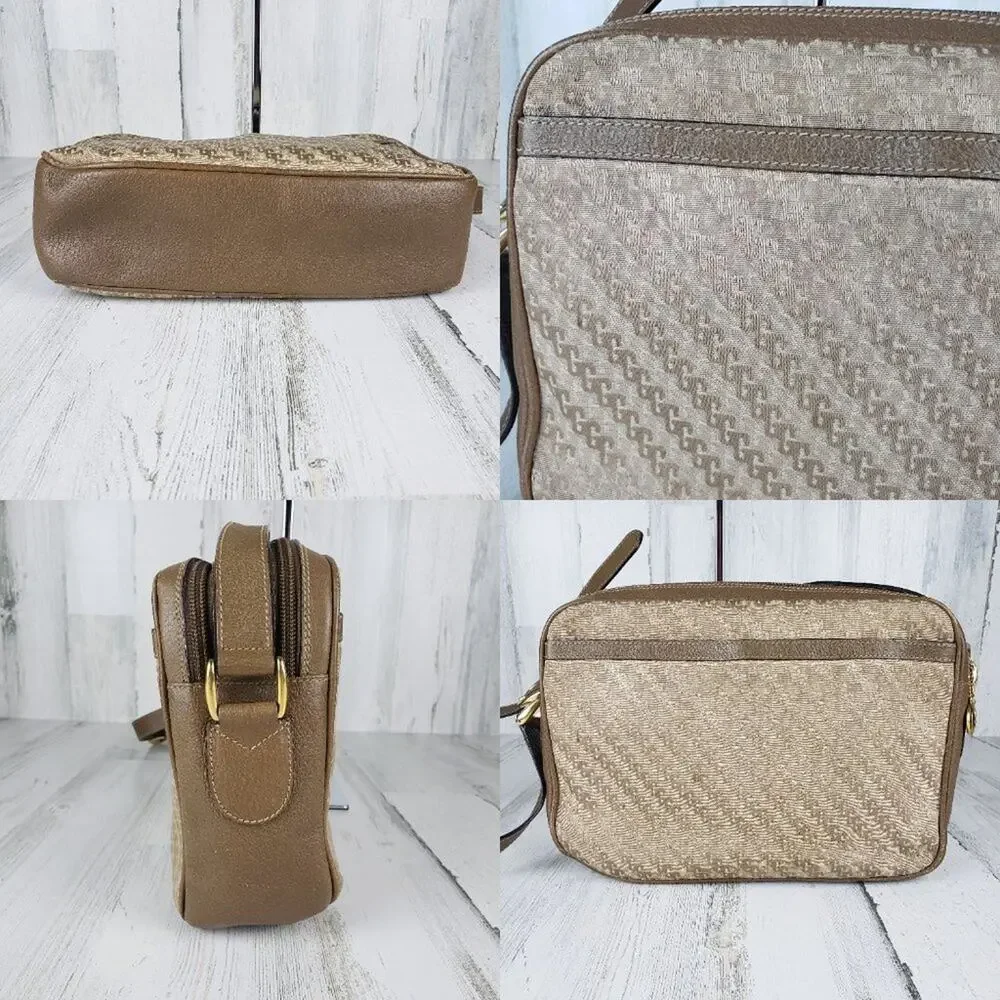 Gucci Brown Canvas Jacquard & Leather Shoulder Bag Retro Print Camera Bag
